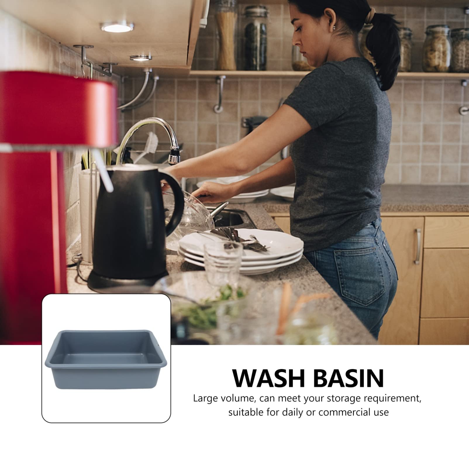 2-Pack Commercial Bus Tubs - Heavy Duty Plastic Wash Basins for Dishwashing, Food Prep & Utility Use - Ideal for Restaurants, Catering & Commercial Kitchens