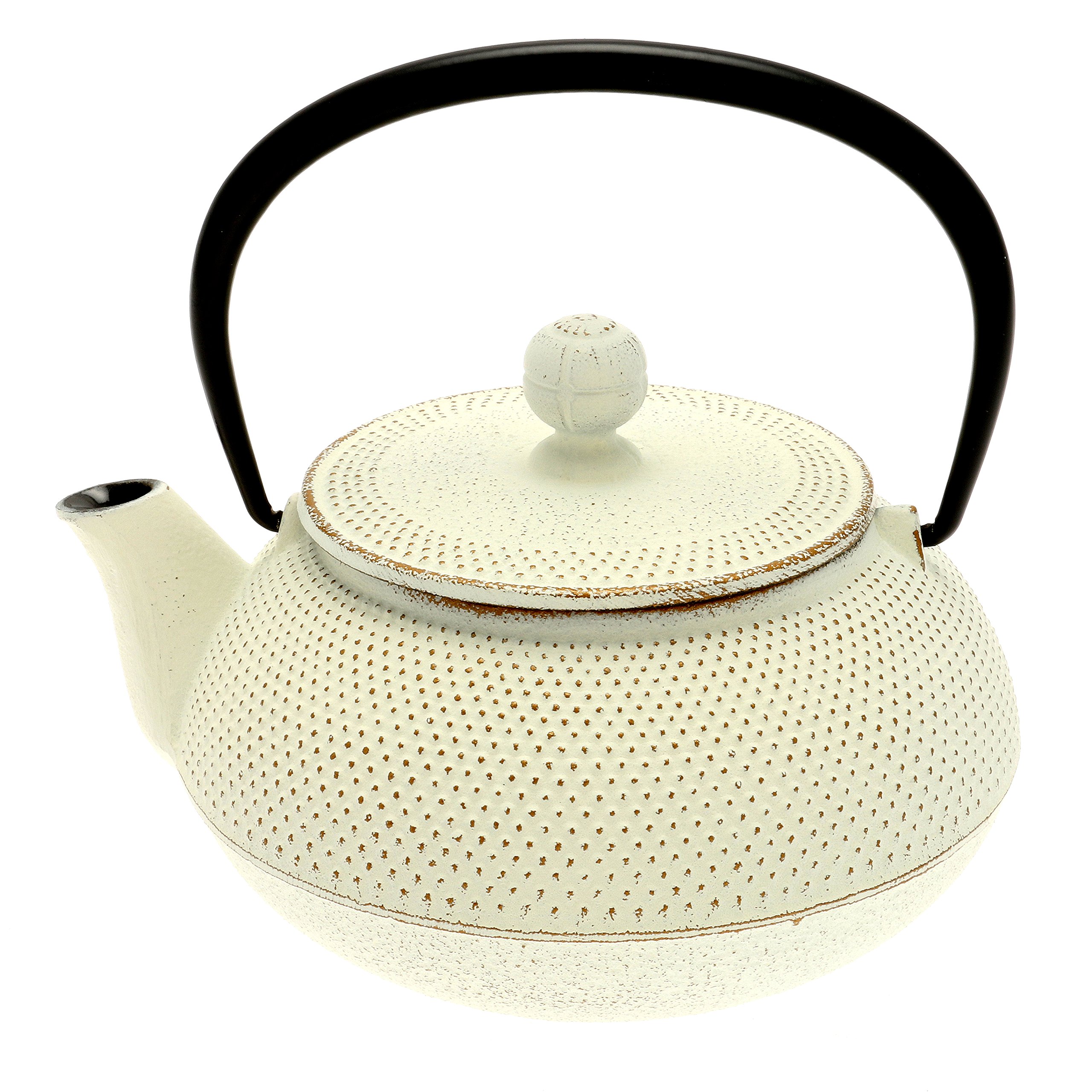 Premium Iwachu Japanese Cast Iron Tetsubin Teapot - Gold & White Handcrafted Traditional Japanese Tea Pot for Matcha, Green Tea & Herbal Brewing - Perfect for Tea Ceremonies, Home Decor & Gift Giving