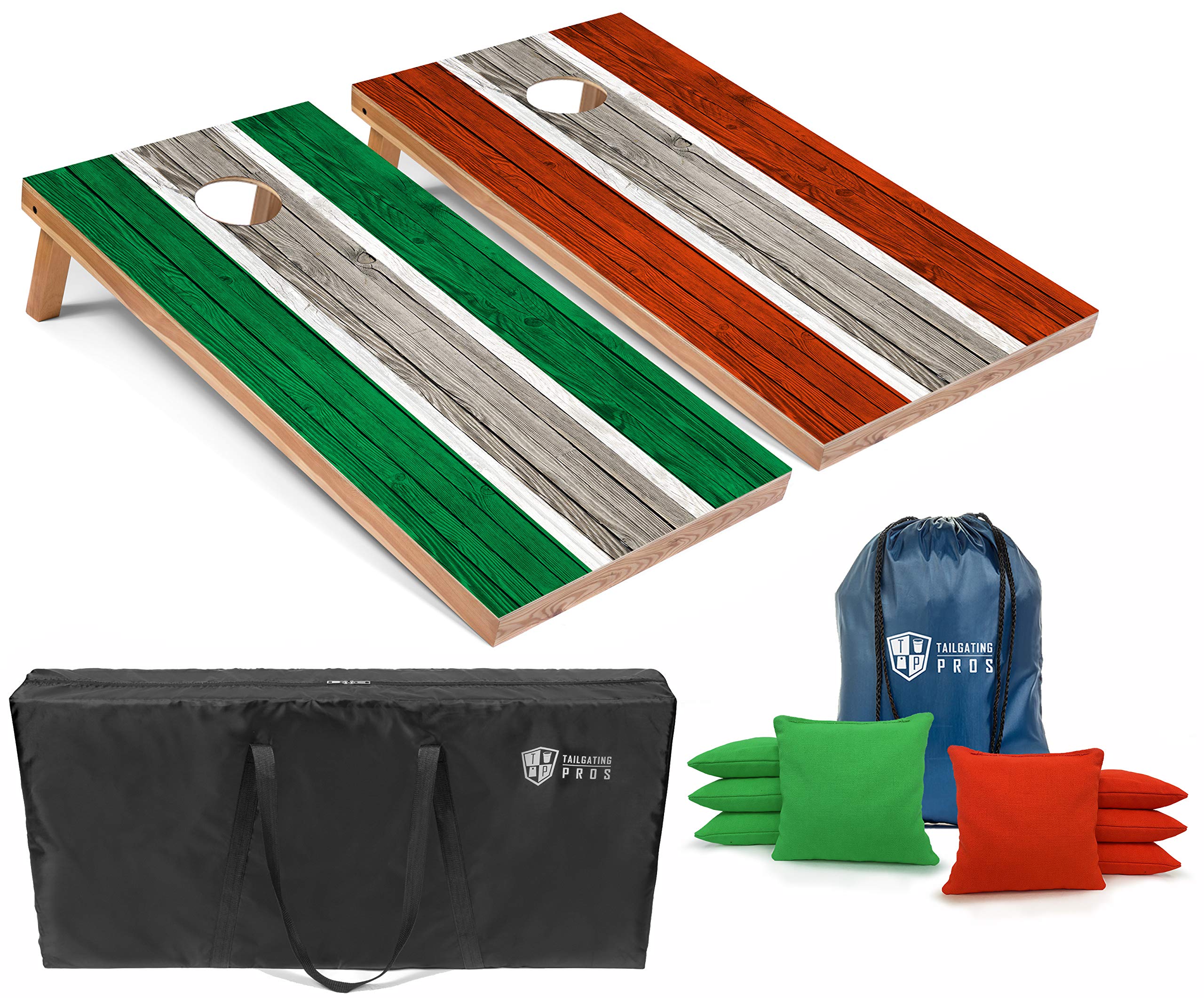 Tailgating Pros LED Striped Lightweight Cornhole Board Set - 4'x2' Regulation Size with LED Rings, 8 Bean Bags & Carrying Case - Perfect for Backyard Parties, Tailgating & Outdoor Games