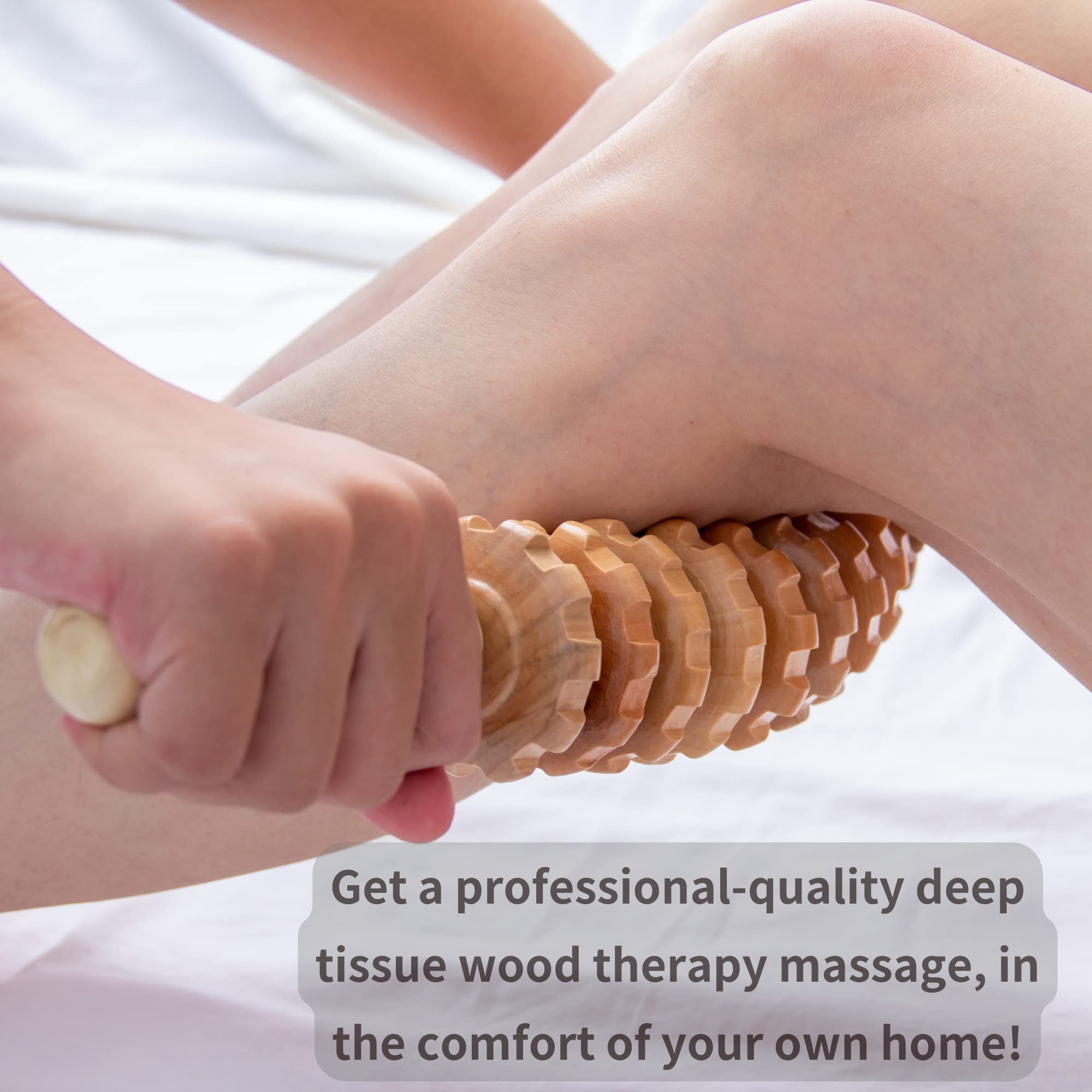 Mikako Curved Wood Therapy Massage Roller for Waist & Thigh - Body Shaping, Lymphatic Drainage, Cellulite Reduction & Muscle Relief - Perfect for Home Spa, Post-Workout Recovery & Self-Care Routine