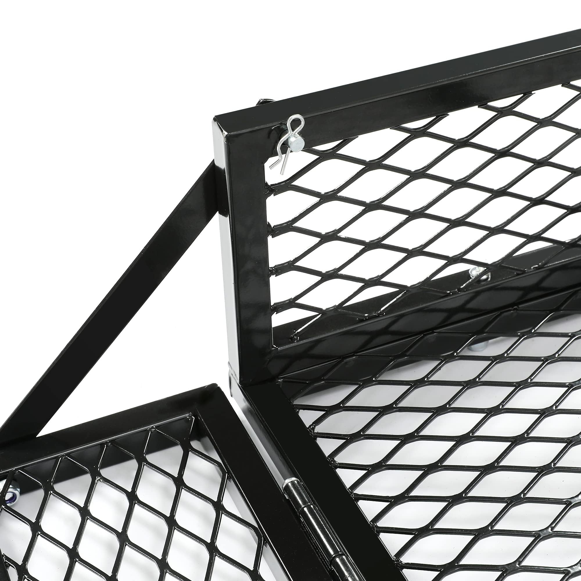 ECOTRIC Universal ATV UTV Rear Cargo Basket - Heavy Duty Black Steel Mesh Storage Rack for Hunting, Camping & Outdoor Adventures