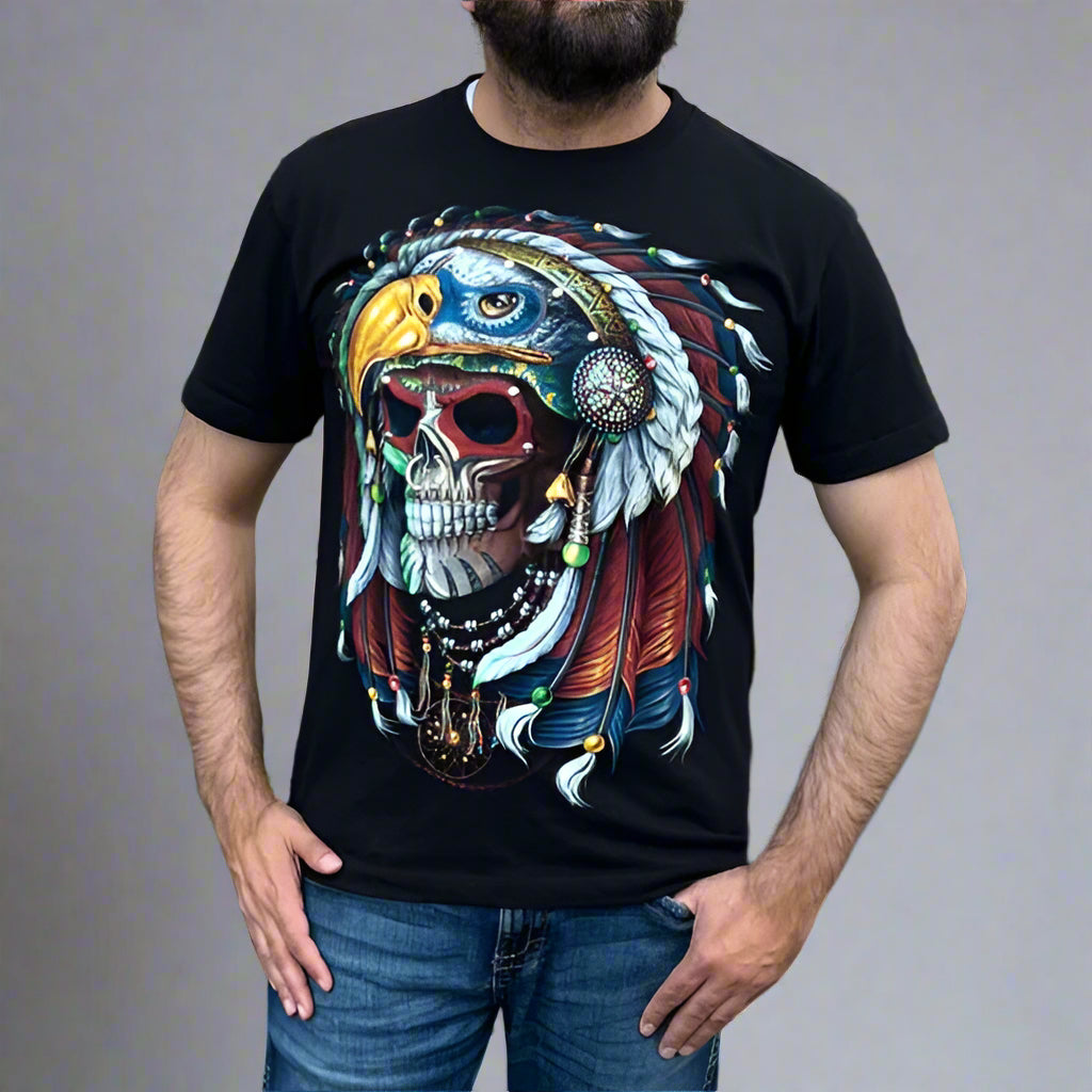 BOL Open Road Men's Skull Glow In The Dark T-Shirt | Halloween Party, Rave & Night Out Graphic Tee