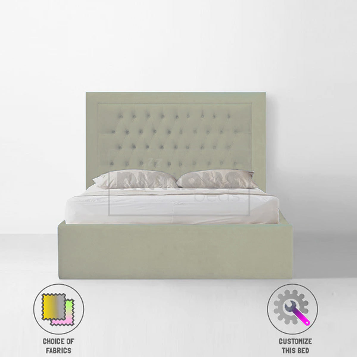 Chesterfield Bumper Bed Frame - Queen Size Upholstered Platform Bed with Tufted Headboard for Bedroom | Perfect for Modern, Classic & Luxury Home Decor