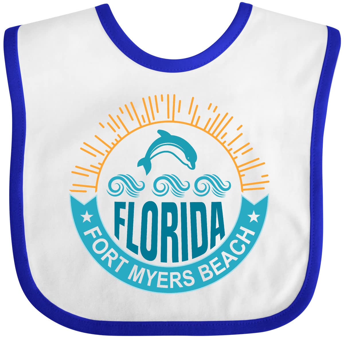 Inktastic Fort Myers Beach Florida Vacation Baby Bib - Soft Cotton Drool Bib for Infants & Toddlers - Perfect for Beach Trips, Travel, and Everyday Use