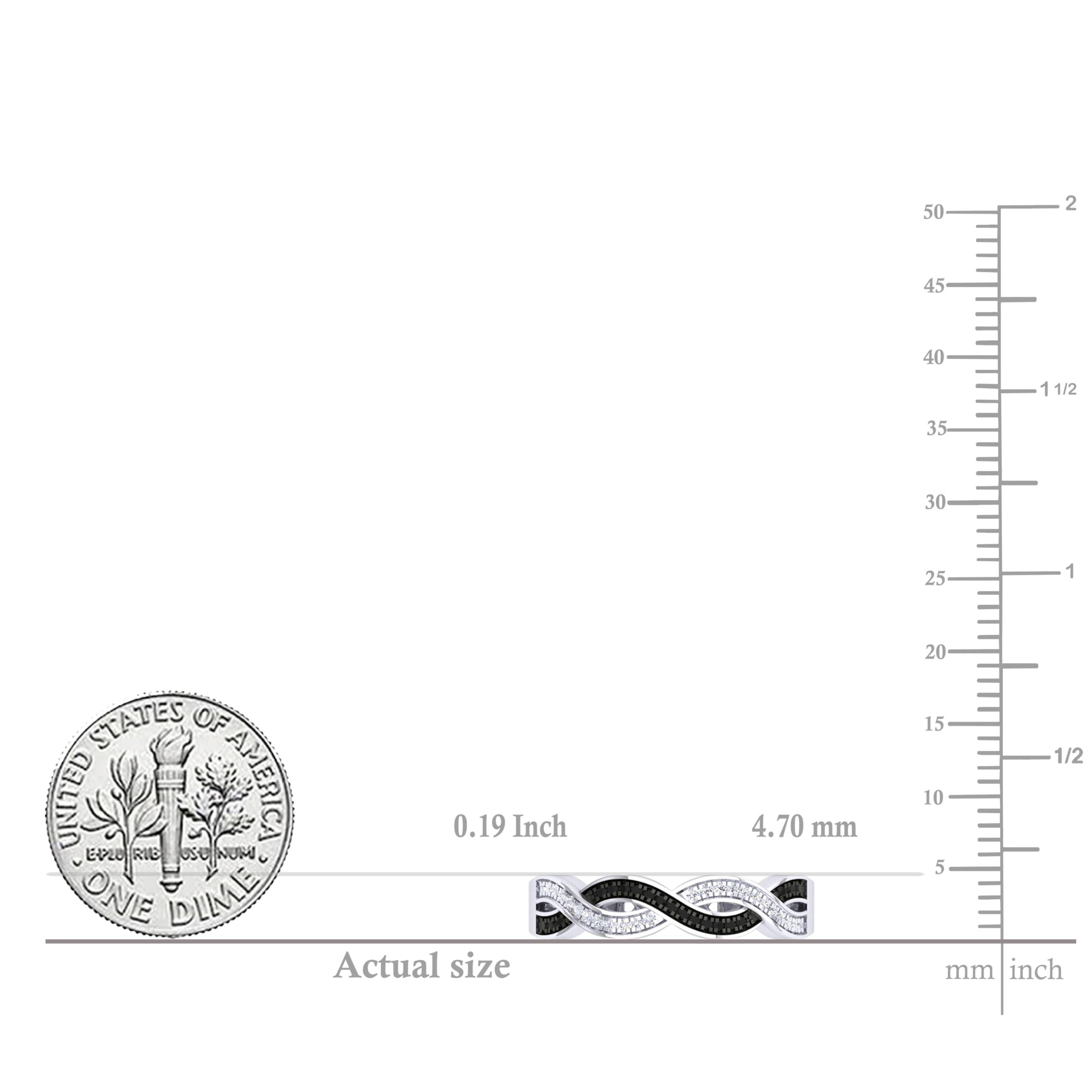 Dazzlingrock Collection 0.15 Cttw Round Black & White Diamond Criss Cross Stackable Ring for Women in 925 Sterling Silver - Elegant Wedding, Anniversary, or Everyday Fashion Jewelry Gift