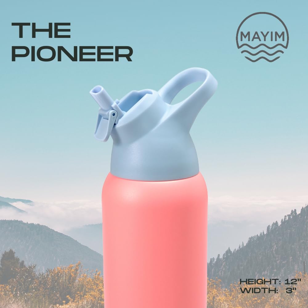 MAYIM 32oz Insulated Stainless Steel Water Bottle with Straw & Handle - Leakproof for Gym, Office, Travel