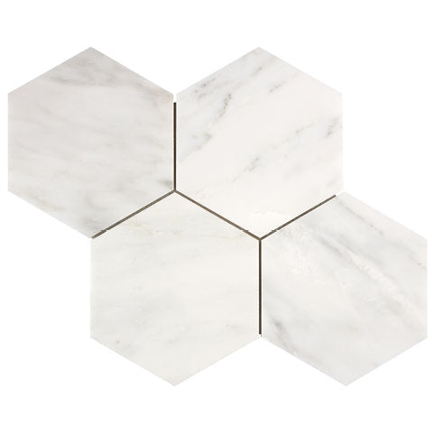 Premium White Marble Hexagon Mosaic Tile - 6 Inch Natural Stone Backsplash for Kitchen, Bathroom & Shower Wall | Elegant Home Decor & Flooring Design