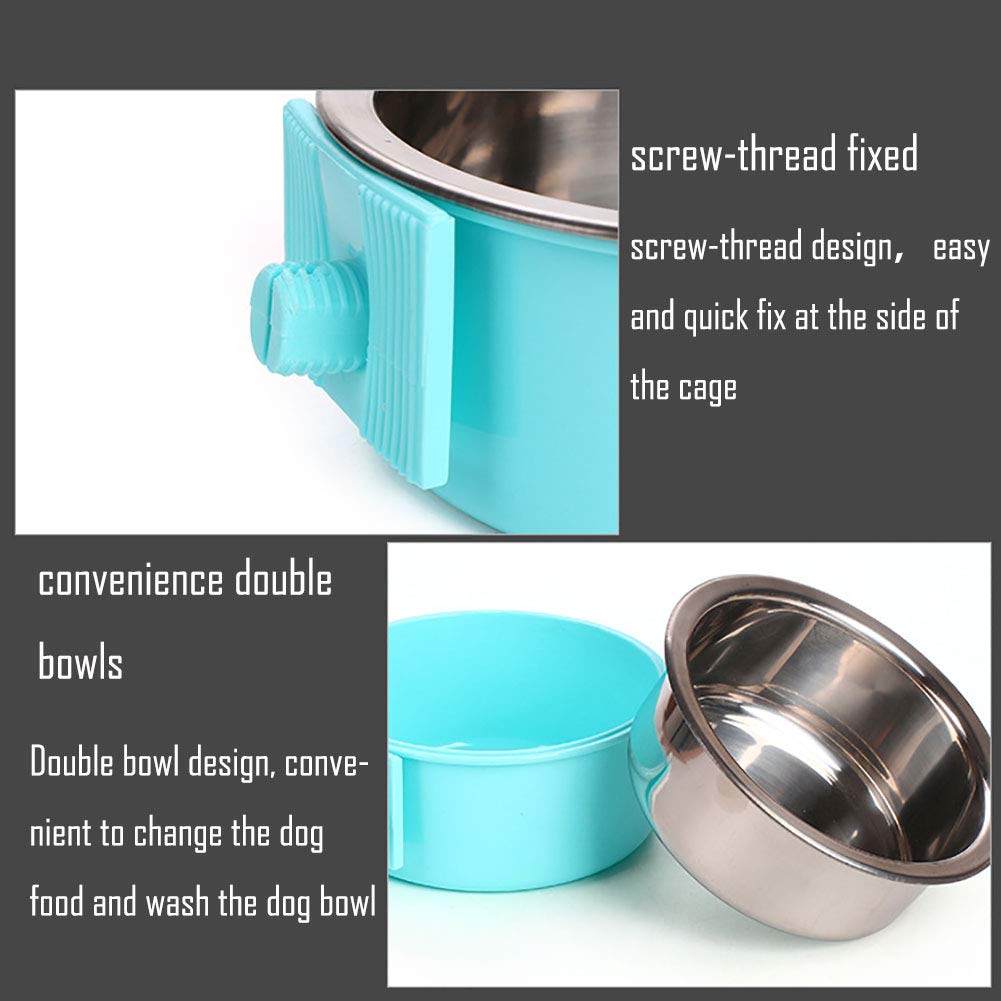 Luck Dawn Stainless Steel Removable Hanging Pet Bowl - Crate Food & Water Dish for Dogs, Cats, Rabbits, Birds & Small Animals - Secure Bolt Holder Design - Small (2-Pack) - Perfect for Travel, Kennels & Outdoor Use
