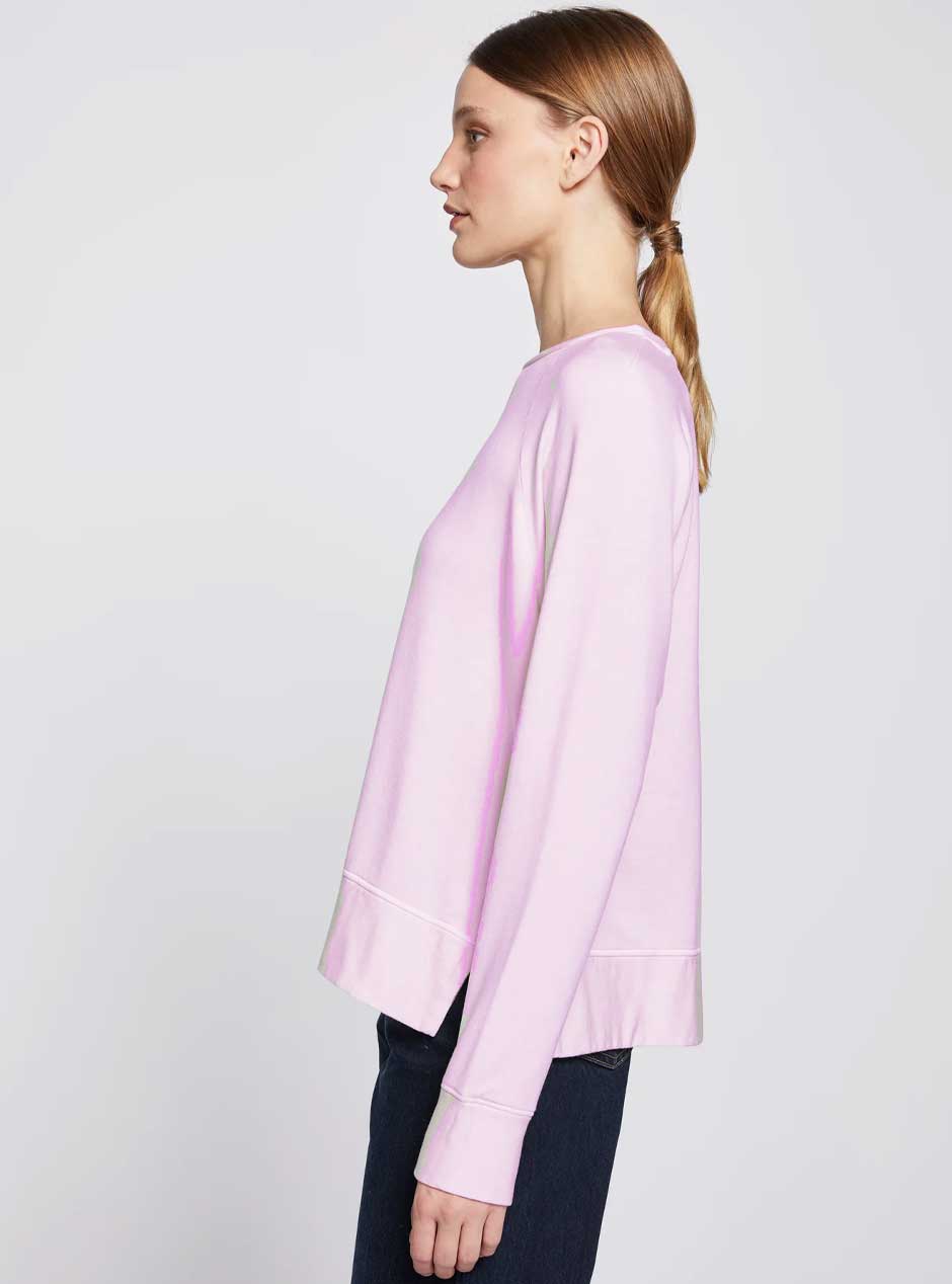 Softest Women's Fleece Raglan Side Slit Sweatshirt - Lipstick Pink | Cozy Loungewear for Home, Casual Outings & Fall Fashion