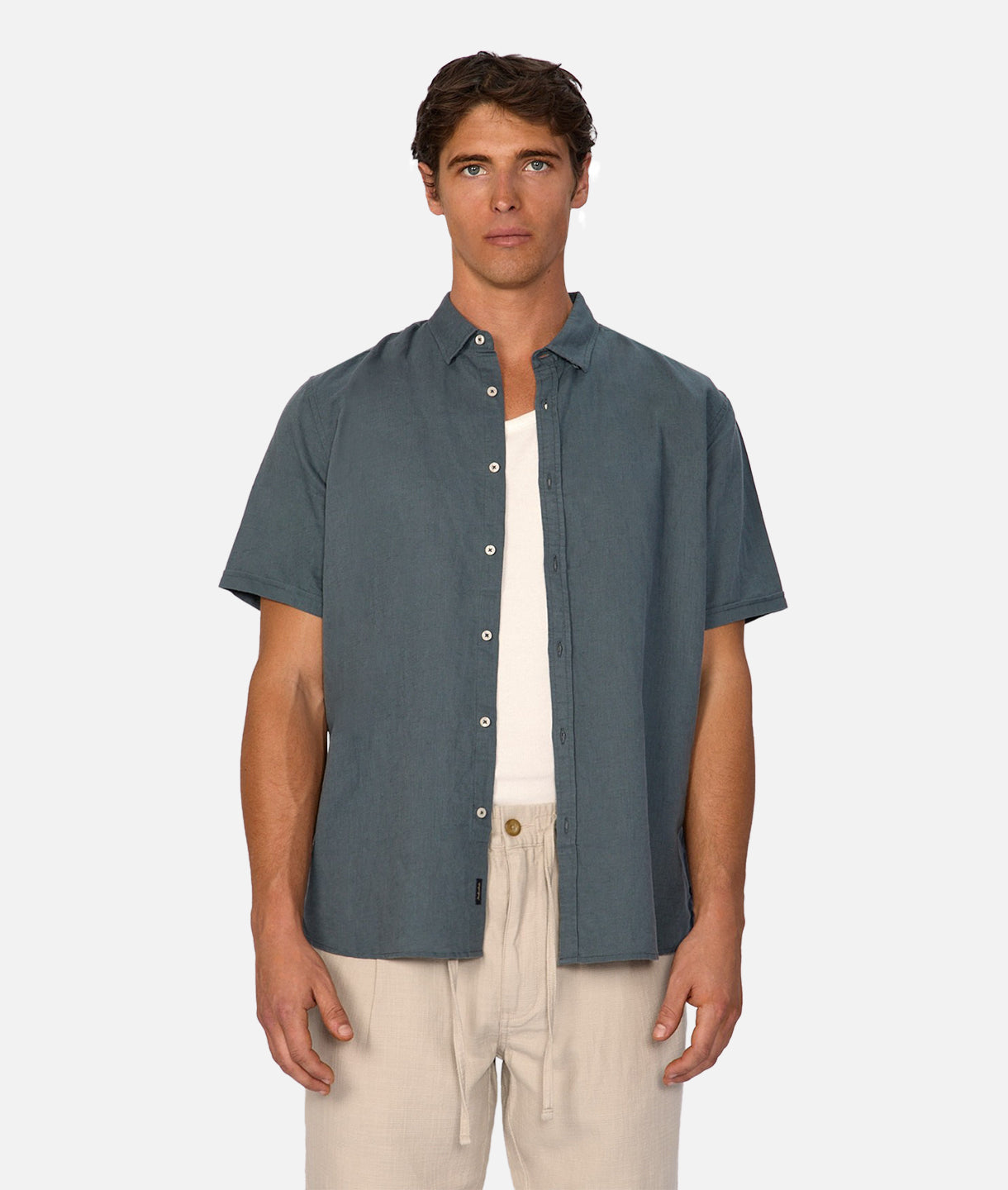 The Tennyson Linen Blend Short Sleeve Shirt - Men's Casual Summer Button Down Shirt | Breathable & Lightweight for Beach, Travel, and Outdoor Activities