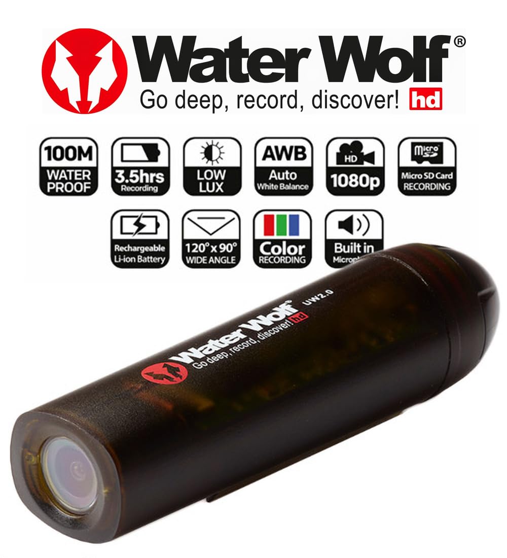 Waterwolf Underwater Fishing Camera 2.0 - 1080P HD Waterproof Action Camera for Scuba Diving, Spearfishing & Marine Exploration | Perfect for Underwater Photography, Ice Fishing & Boat Safety