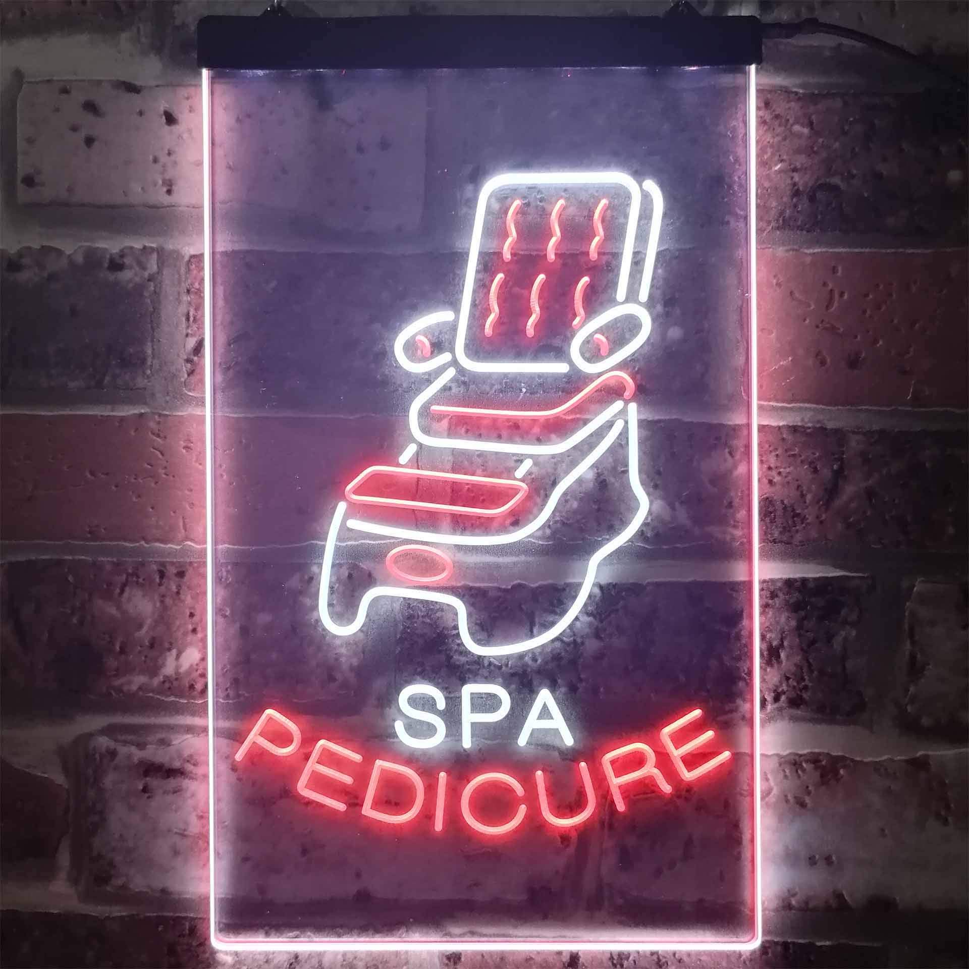 ADVPRO Spa Pedicure Massage Chair with Dual Color LED Neon Sign - White & Red (16