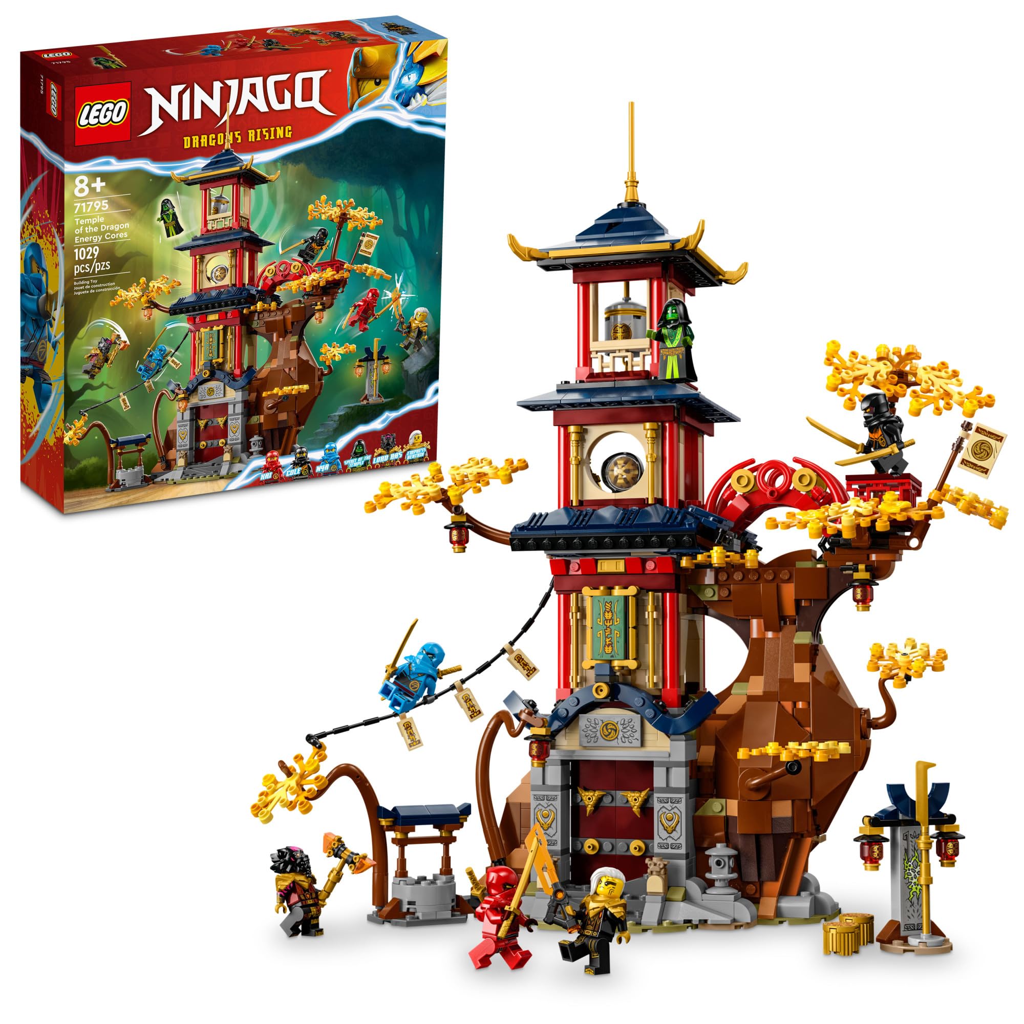 LEGO NINJAGO Temple of The Dragon Energy Cores 71795 Building Set - Ninja Temple Playset with 6 Minifigures (Cole, Kai, Nya) | Creative Construction Toy for Kids Ages 8+ | Perfect Gift for Ninjago Fans | Great for Imaginative Play and Action-Packed Adventures
