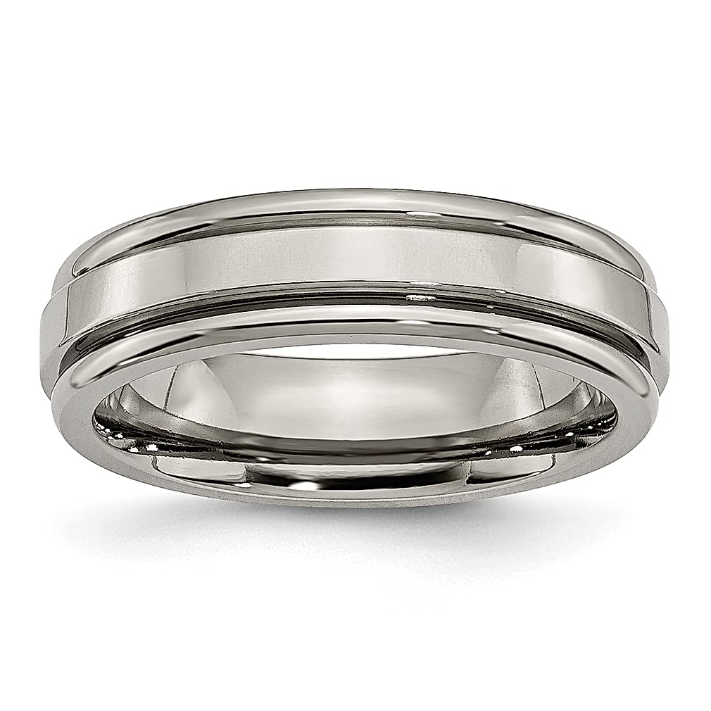 ICE CARATS Titanium 6mm Edge Band Ring for Men - Wedding, Fashion Jewelry, Gifts for Him, Dad, Husband - Perfect for Anniversaries, Engagements & Special Occasions