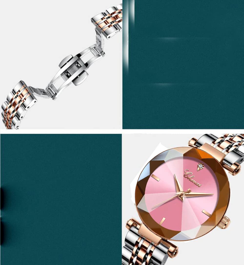 BestKANG Women's Analog Quartz Watch - 3D Fashion Dial & Rose Gold Mesh Strap - Elegant Ladies Wristwatch (Pink) | Perfect for Office, Party & Everyday Wear
