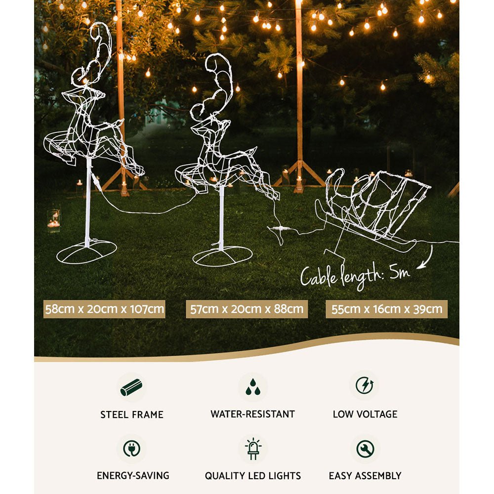 Waterproof LED Christmas Rope Lights with Reindeer Motif - Outdoor Holiday Decor for Trees, Fences & House Exteriors