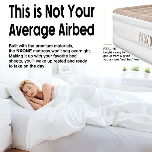 **NXONE Air Mattress - Inflatable Single/Double Airbed with Built-in Electric Pump, High Capacity 550lb - Portable Guest Bed for Home, Camping & Travel - Perfect for Sleepovers, Outdoor Adventures & Emergency Use**