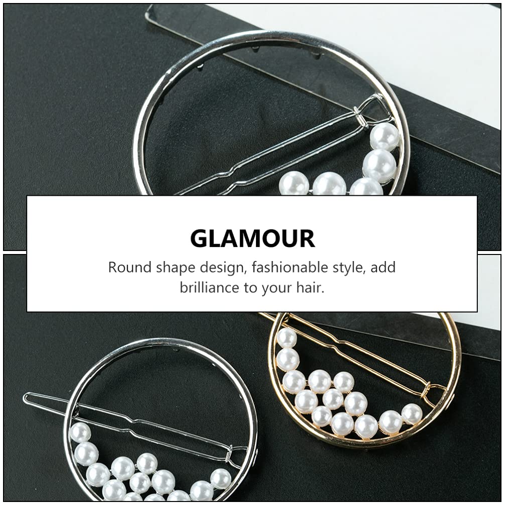 Beaupretty 2-Piece Pearl Hair Clips Set - Alloy Hair Barrettes with Heart Design for Women & Girls - Elegant Hollow Hairpins, Bobby Pins for Weddings, Parties & Daily Styling