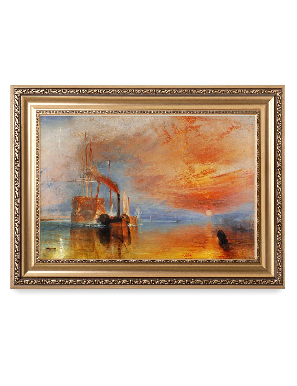 DECORARTS - The Fighting Temeraire by William Turner - High Quality Oil Painting Reproduction Giclee Print on Canvas - Framed Wall Art Ready to Hang (30x22 Inches) - Perfect for Living Room, Bedroom & Office Decor