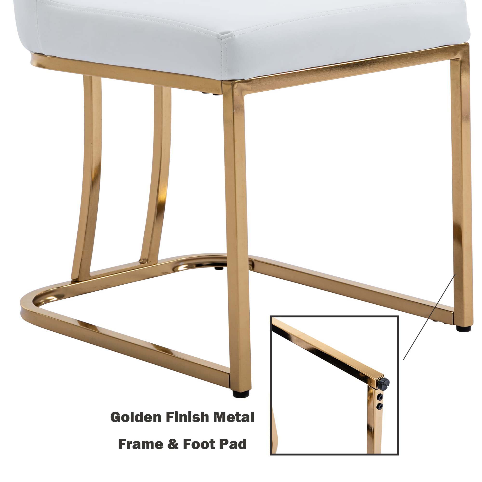 2-Piece Modern High Back Dining Chairs Set - Faux Leather Upholstered Armless Side Chairs for Dining Room & Living Room - White - Perfect for Small Spaces, Kitchen Nooks & Contemporary Home Decor