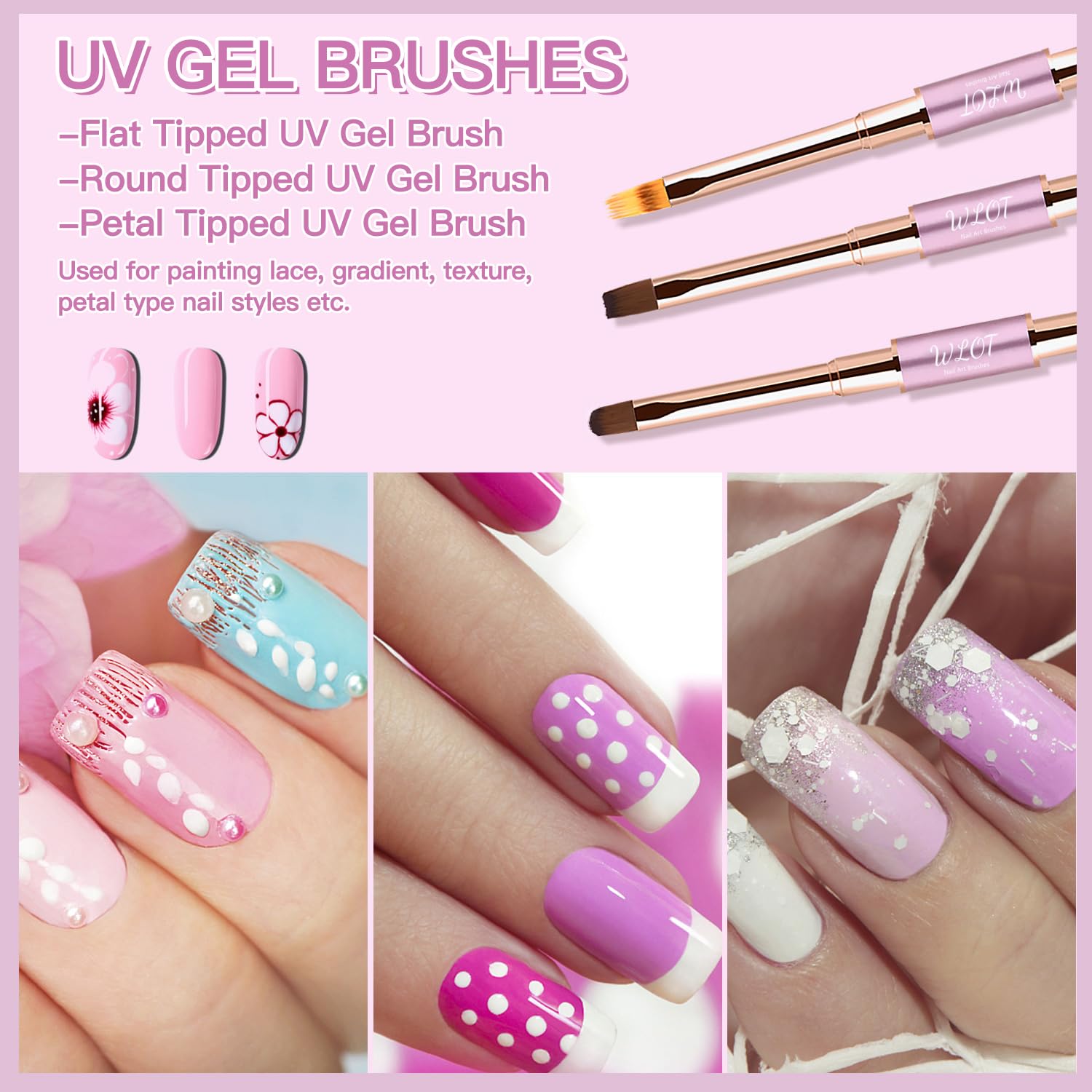 5PC Double Ended Nail Art Brushes Set - Professional Nail Design Tools for Striping, Ombre & Detailing | Perfect for Salon, Home DIY Manicure & Nail Art Enthusiasts | Create Stunning French Tips, Floral Designs & Gradient Nails