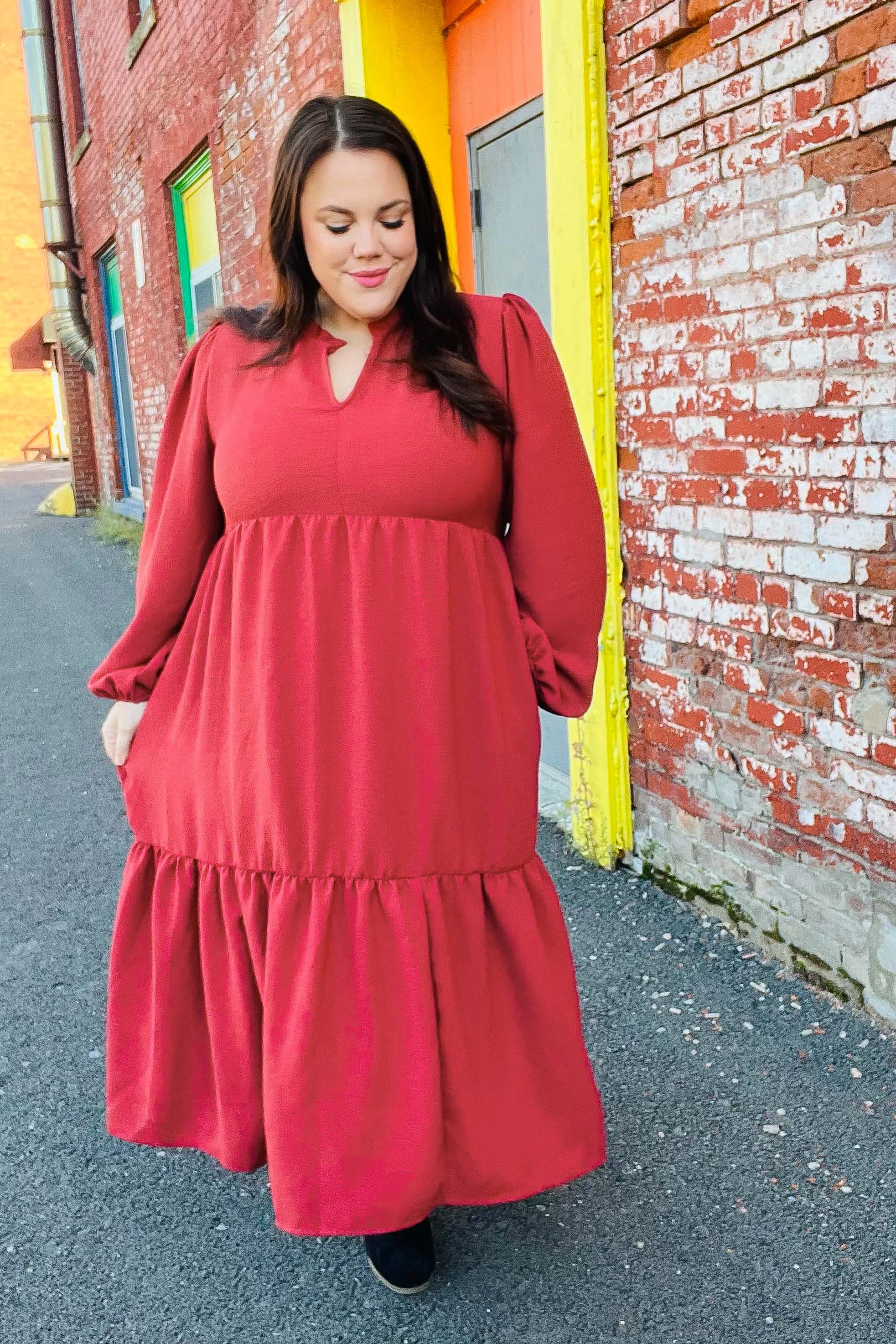 Elegant Notched Neck Frill Hem Tiered Maxi Dress for Women - Boho Summer Beach Party, Wedding Guest, Vacation Outfit