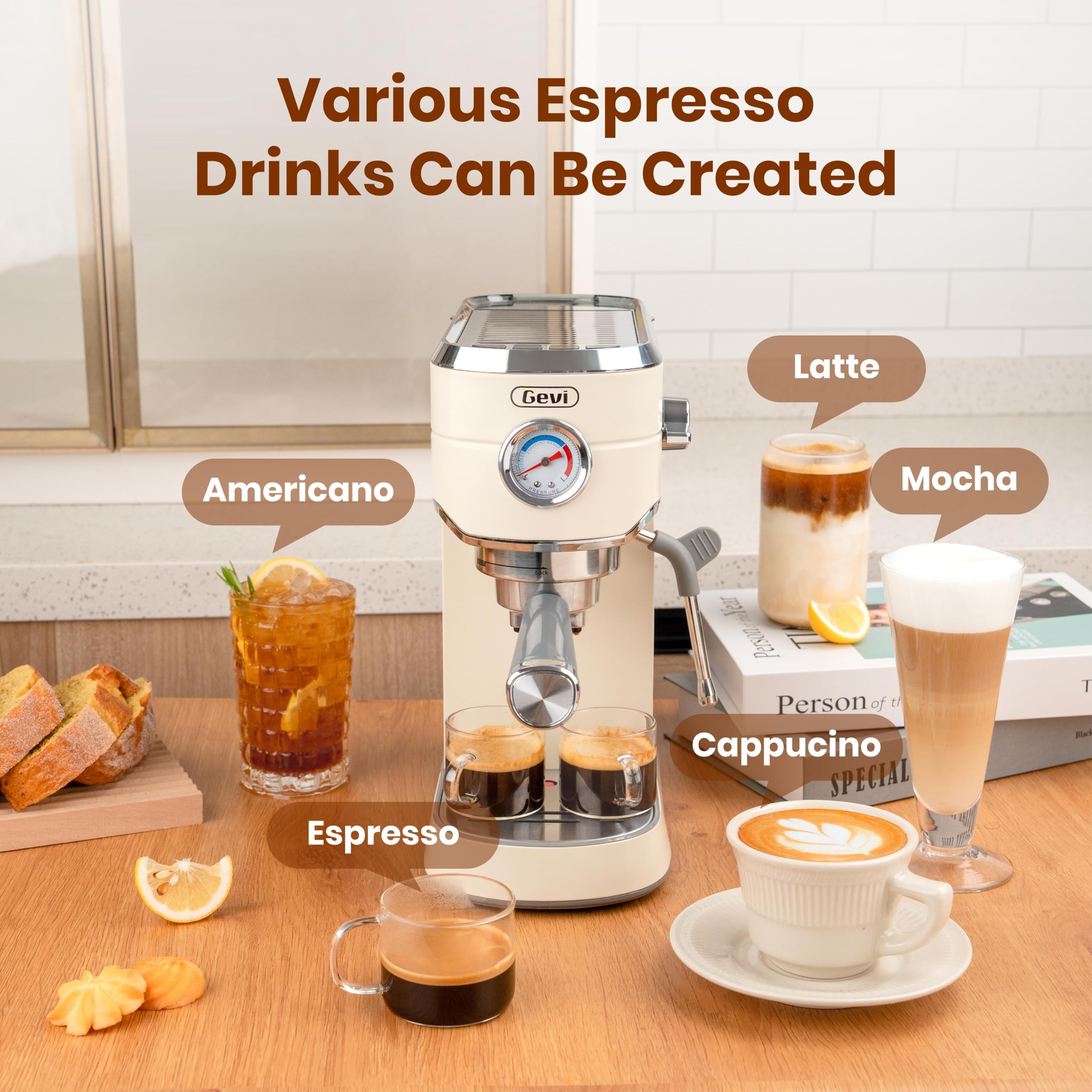Gevi 20 Bar Super-Automatic Espresso Machine with Built-in Burr Grinder - 35 Precise Grind Settings, Professional Coffee Maker for Home & Office - Perfect Gift for Coffee Lovers (Ideal for Espresso, Cappuccino & Latte Making)