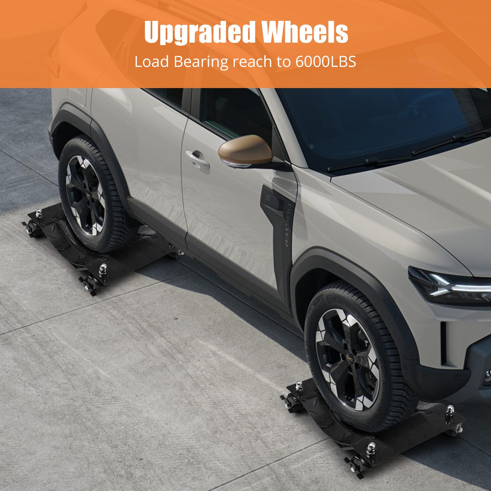 Upgraded Towallmark 4-Pack Car Dolly with Nylon Wheels - 6000lbs Capacity, 360° Rotating Vehicle Wheel Dollies for Moving Cars, Trucks, Trailers & Motorcycles (Black) - Perfect for Garage Storage, Auto Repair Shops & Vehicle Maintenance