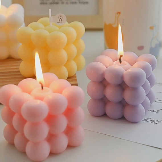 Bubble Cube Decorative Candles - Handmade Scented Soy Wax Candles for Home Decor, Gifts & Relaxation - Perfect for Living Room, Bedroom, Spa and Wedding Decor
