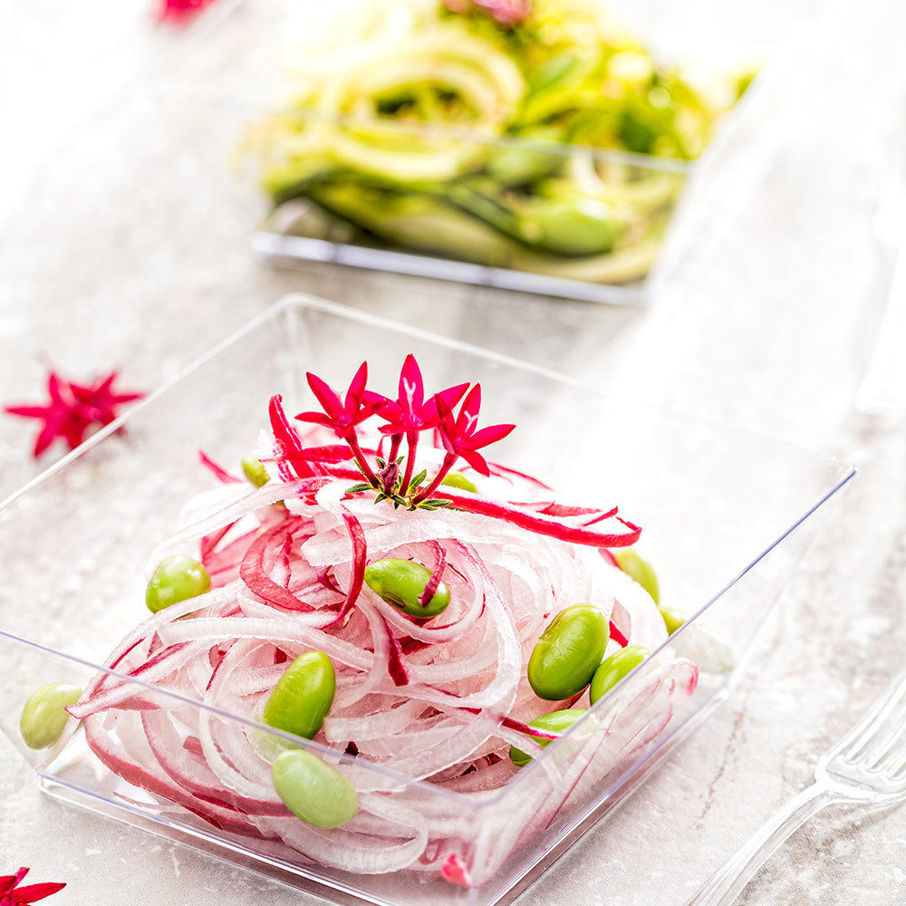 10 oz Clear Square Plastic Bowls - 4.25