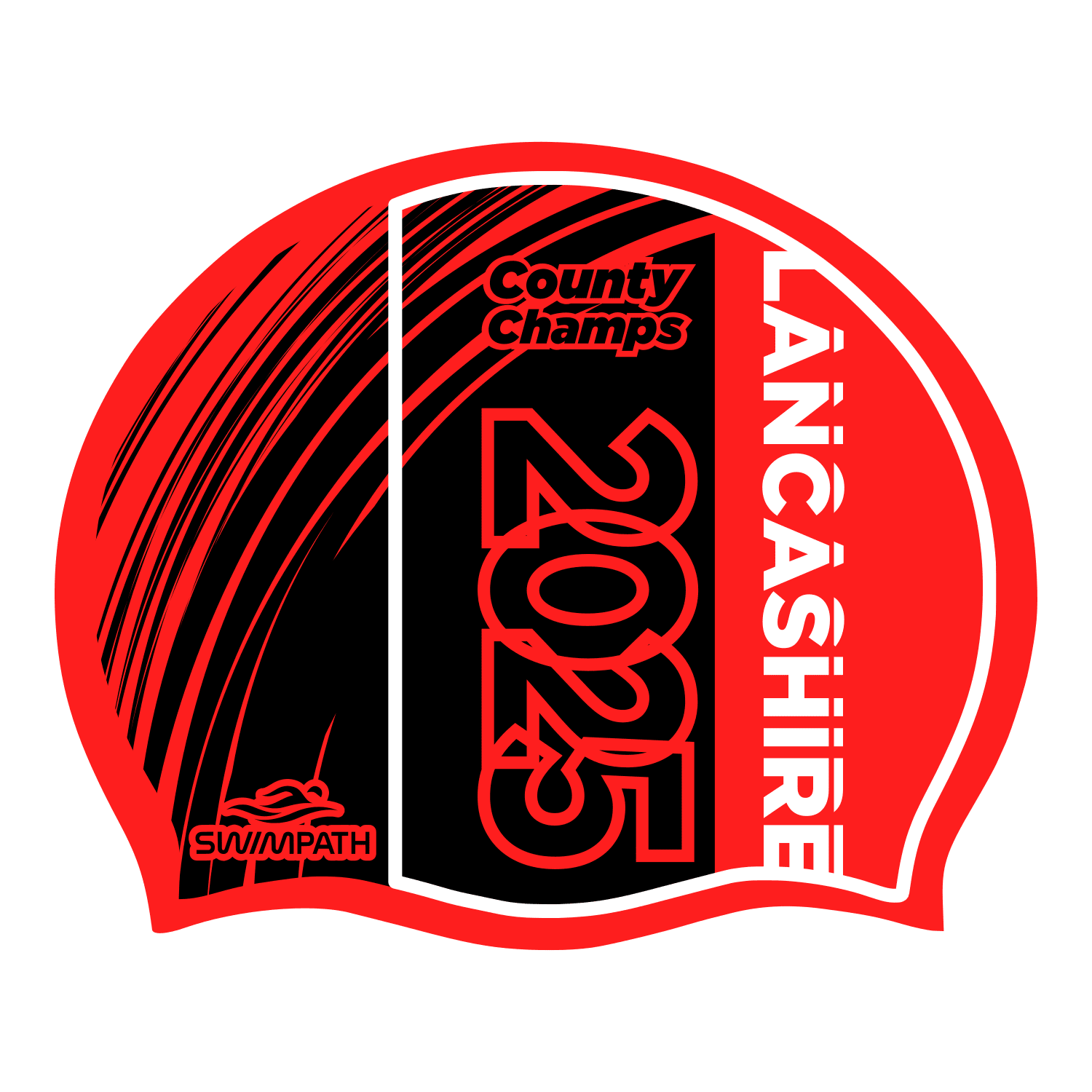 Lancashire County ASA Championships 2025 Competition Swim Cap - Silicone Suede Material, Red - Perfect for Competitive Swimming, Training & Pool Workouts