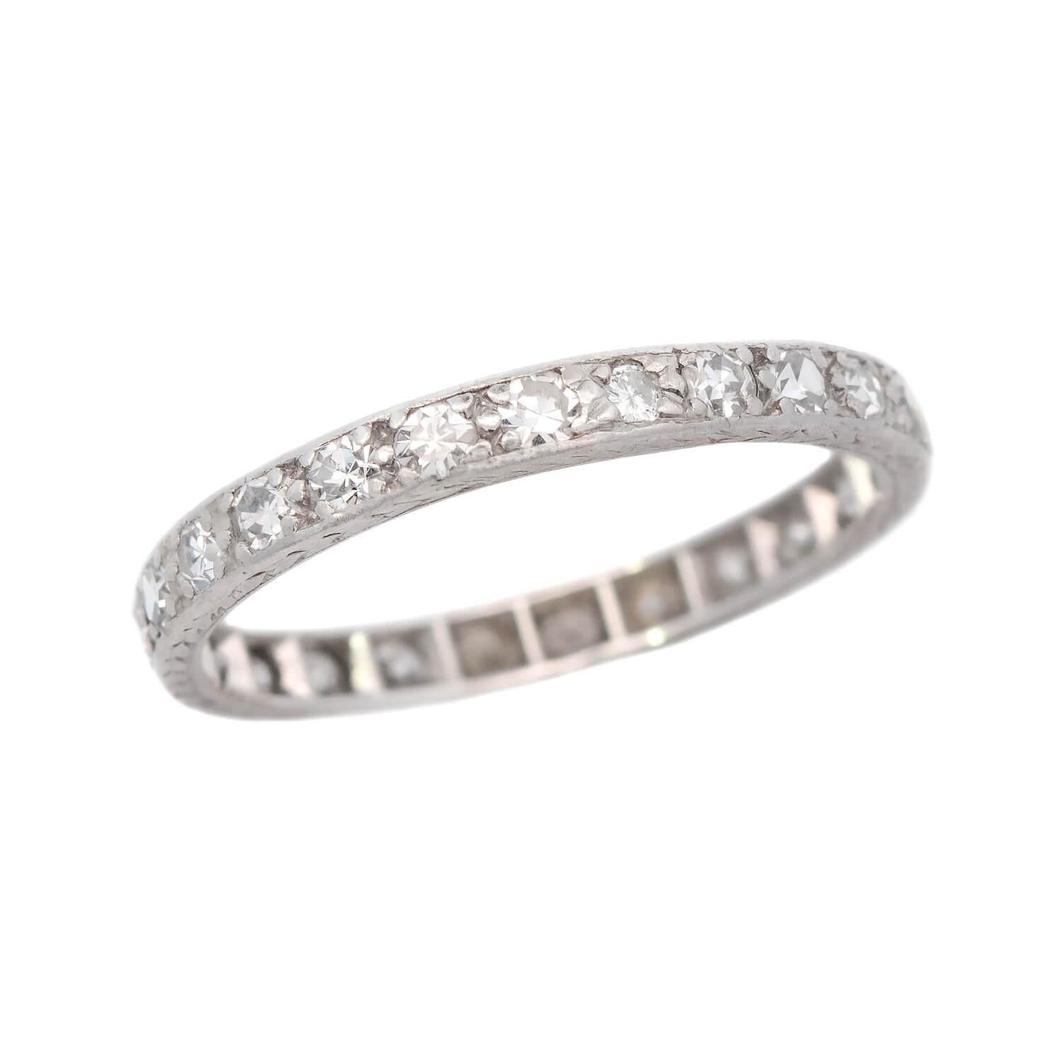 Edwardian Platinum Diamond Eternity Band Wedding Ring - Vintage Inspired Bridal Jewelry for Engagement, Anniversary & Special Occasions