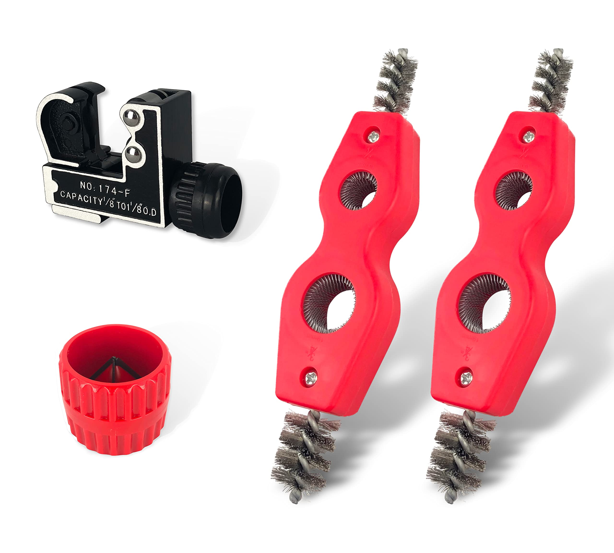Copper Pipe Cutter & Cleaner Kit (4-PC) for 1/2-3/4 Inch Pipes - Plumbing & HVAC Use