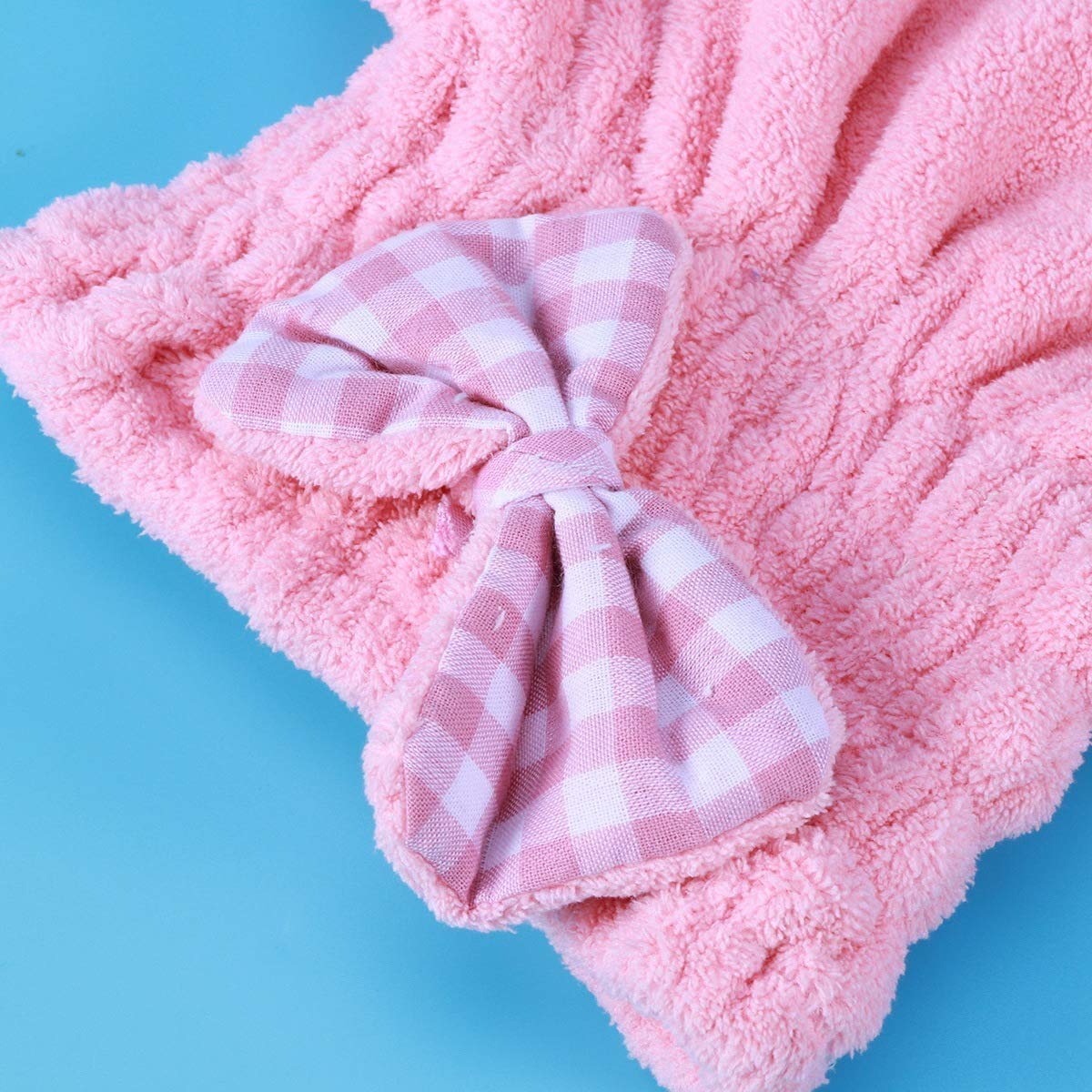 HEOBRO 2-Pack Microfiber Hair Towel Wrap with Bow - Super Absorbent Quick Dry Hair Turban for Women - Perfect for Curly, Long & Wet Hair After Shower, Swimming or Spa (Pink)