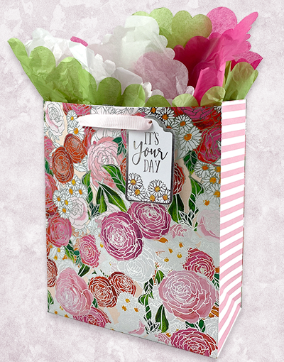 Vibrant Rose Garden Gift Bags - Elegant Floral Printed Gift Packaging for Birthdays, Weddings & Special Occasions