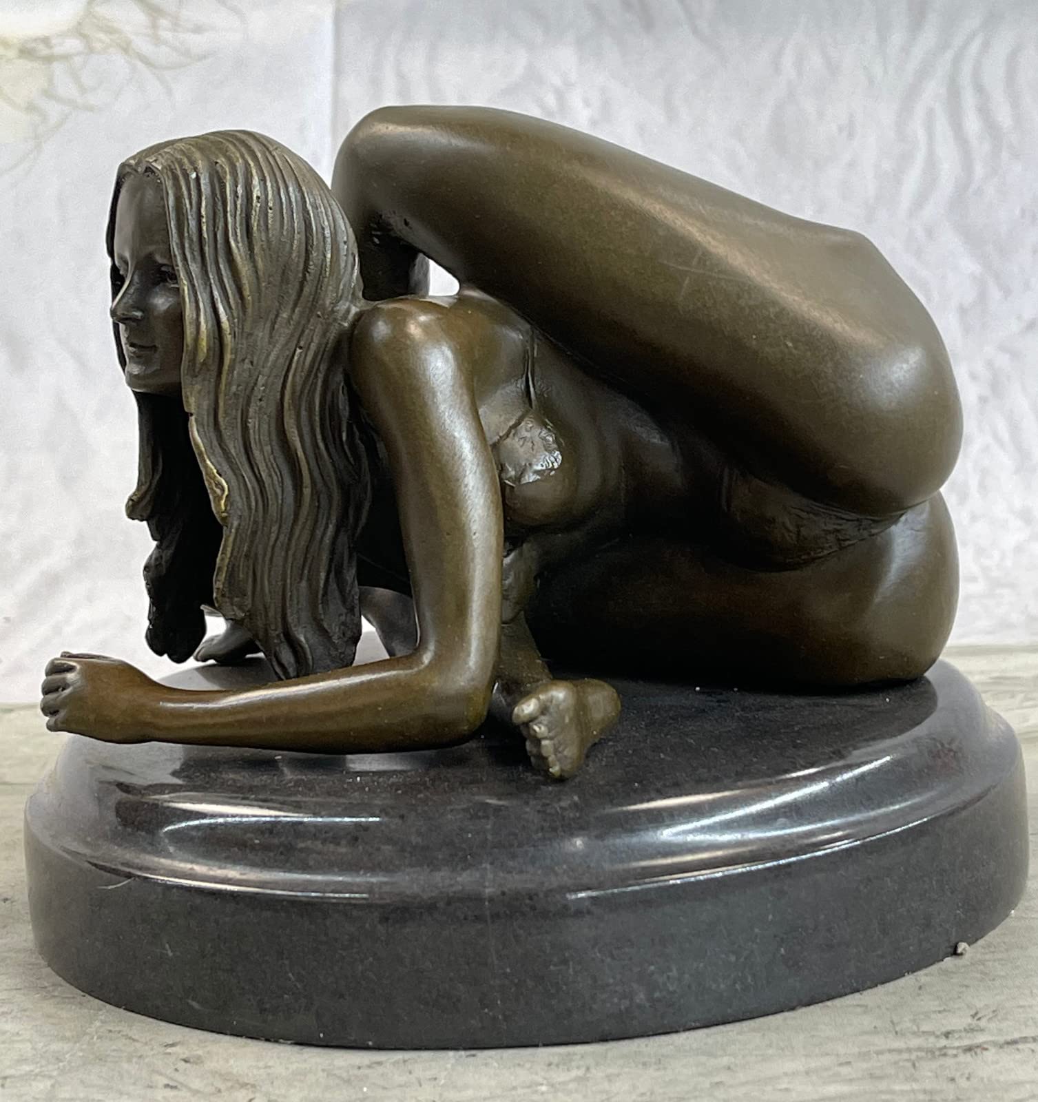 European Bronze Yoga Girl Sculpture - Modern Female Nude Art Statue for Home Decor, Gym & Meditation Space | Handcrafted Bronze Figure for Yoga Lovers & Art Collectors