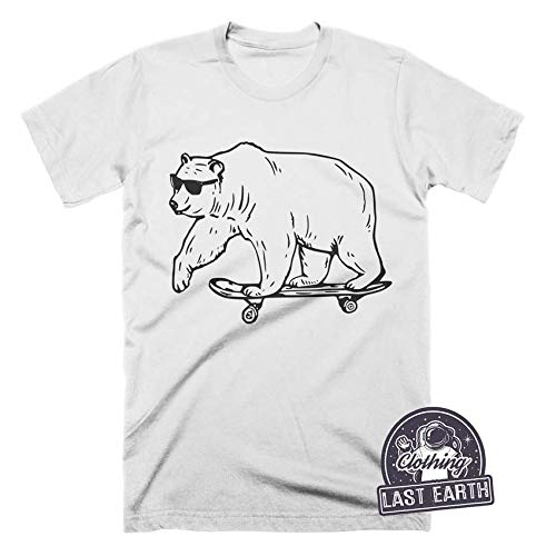 Funny Polar Bear Skateboard T-Shirt - Vintage Cool Graphic Tee for Men, Women & Kids - Perfect Gift for Skateboarders & Animal Lovers (Casual Wear, Street Style, Birthday Present)