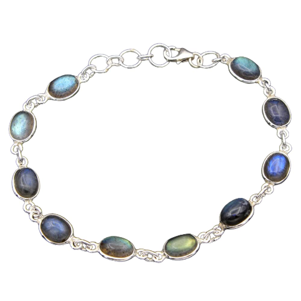 Labradorite Gemstone Bracelet for Women - 925 Sterling Silver Healing Crystal Jewelry - Elegant Gift for Her, Birthday, Anniversary & Spiritual Wellness