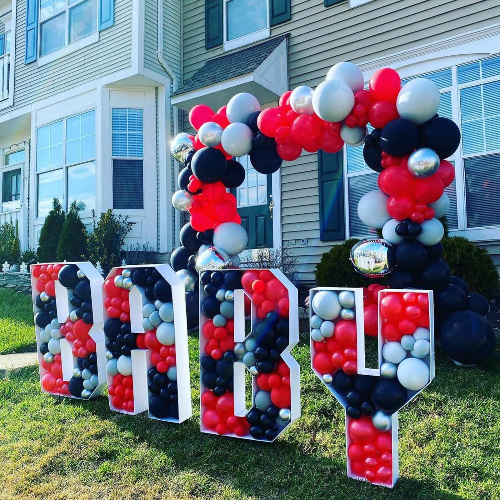 YAOWKY 115Pcs Red Black White Balloons Garland Arch Kit - Metallic Silver & Confetti Latex Balloons for Graduation, Birthday, Racing Car, Poker Card Decorations - Perfect for Party Backdrops, Photo Booths & Event Centerpieces