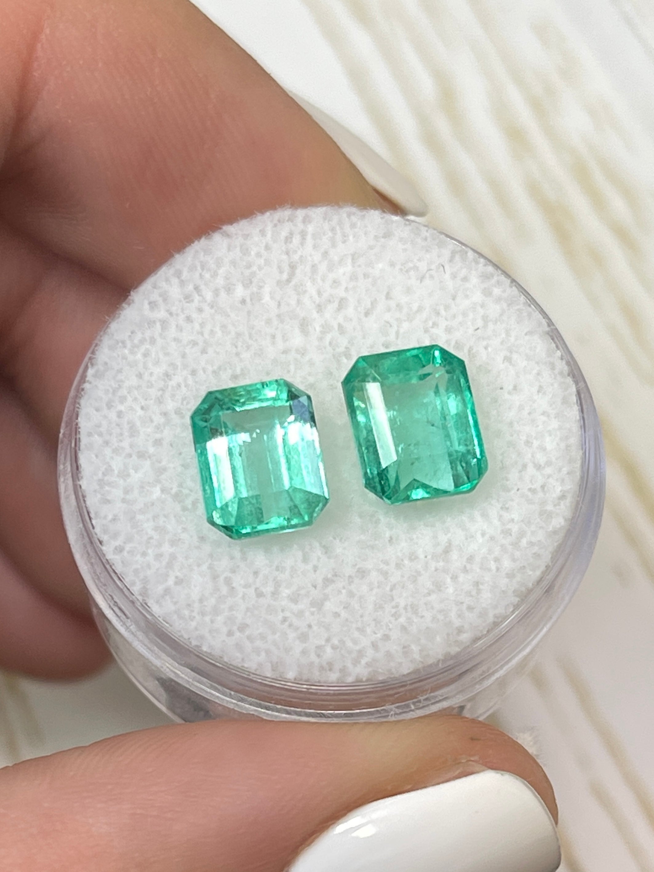 3.03tcw 8x6 Matching Green Loose Colombian Emeralds - Emerald Cut Gemstones for Jewelry Making, Engagement Rings & Fine Collections