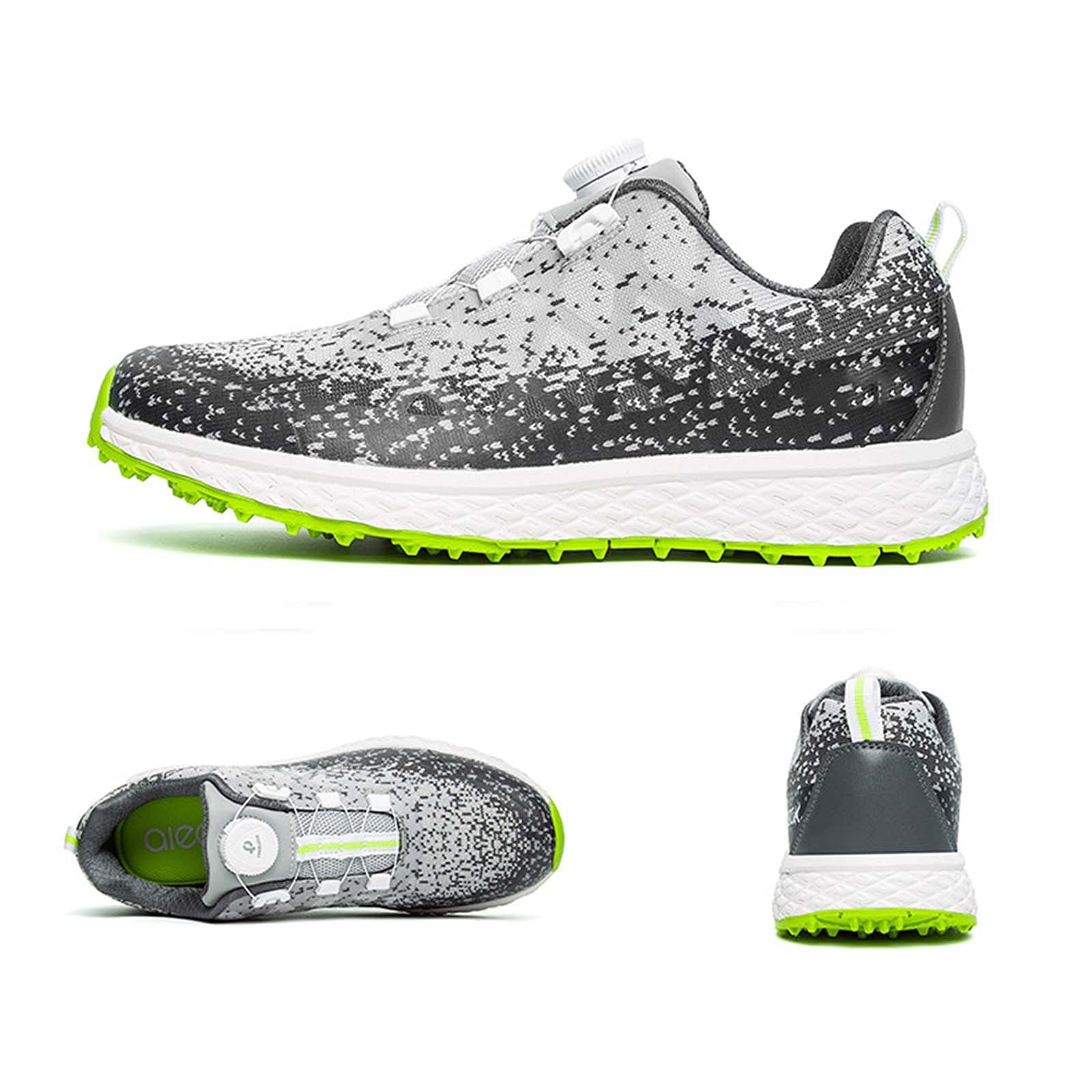 XSJK Men's Waterproof Golf Shoes - Lightweight Sports Sneakers for Autumn, Basketball & Nordic Walking - Silver, UK 8 (Perfect for Golfing, Gym Training & Outdoor Activities)