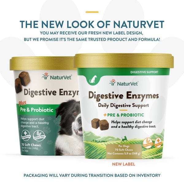 NaturVet Digestive Enzymes Plus Prebiotics & Probiotics Soft Chews for Dogs - Supports Healthy Digestion & Gut Health - Perfect for Sensitive Stomachs & Digestive Issues