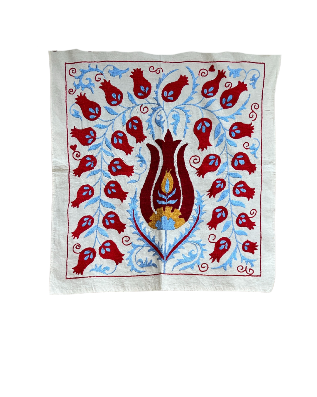 Handmade Small Suzani 077 Embroidered Pillow Cover - Boho Home Decor for Living Room, Bedroom, or Wedding Gift