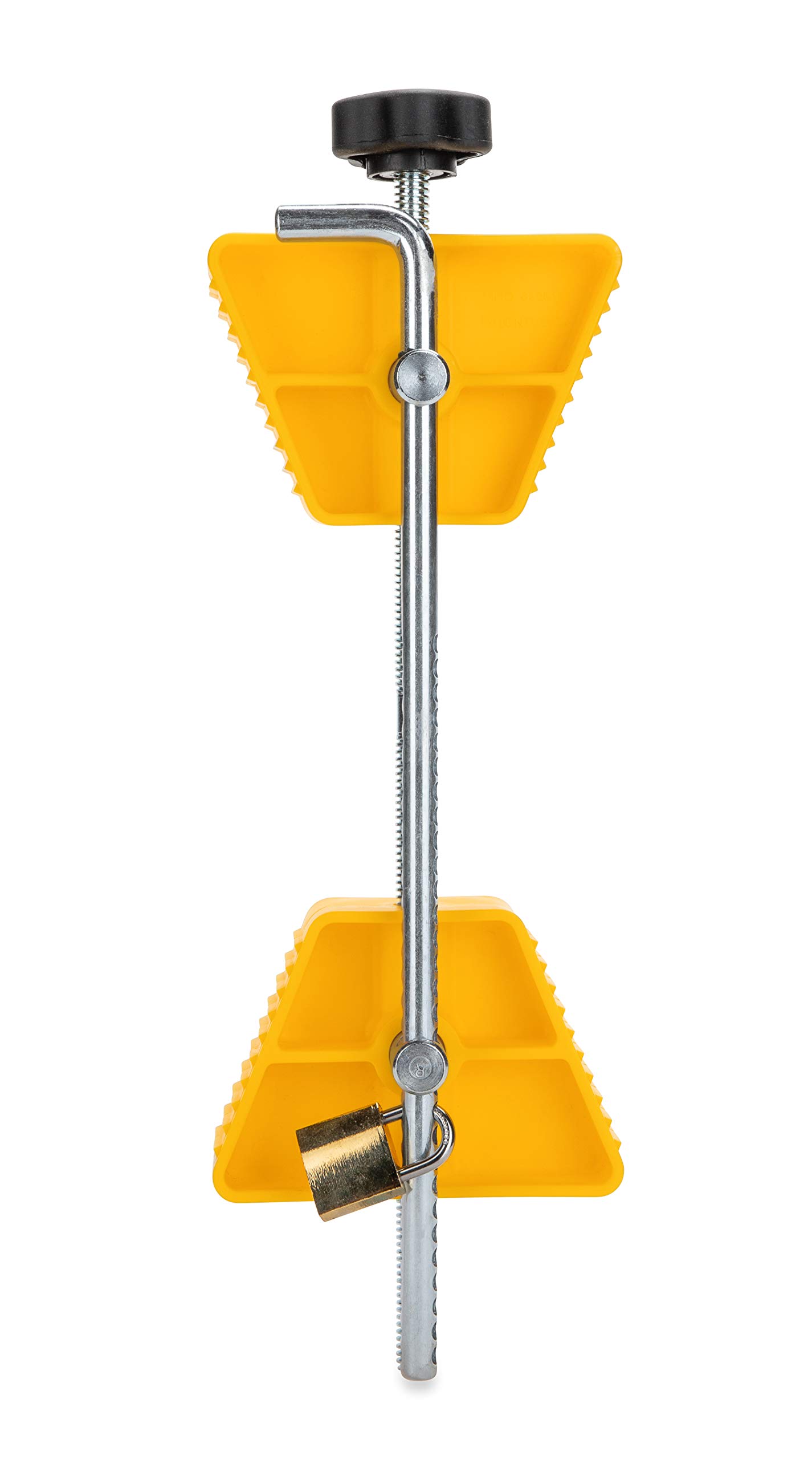 Camco Small RV Wheel Stop with Lock - Heavy Duty Trailer Stabilizer for 26