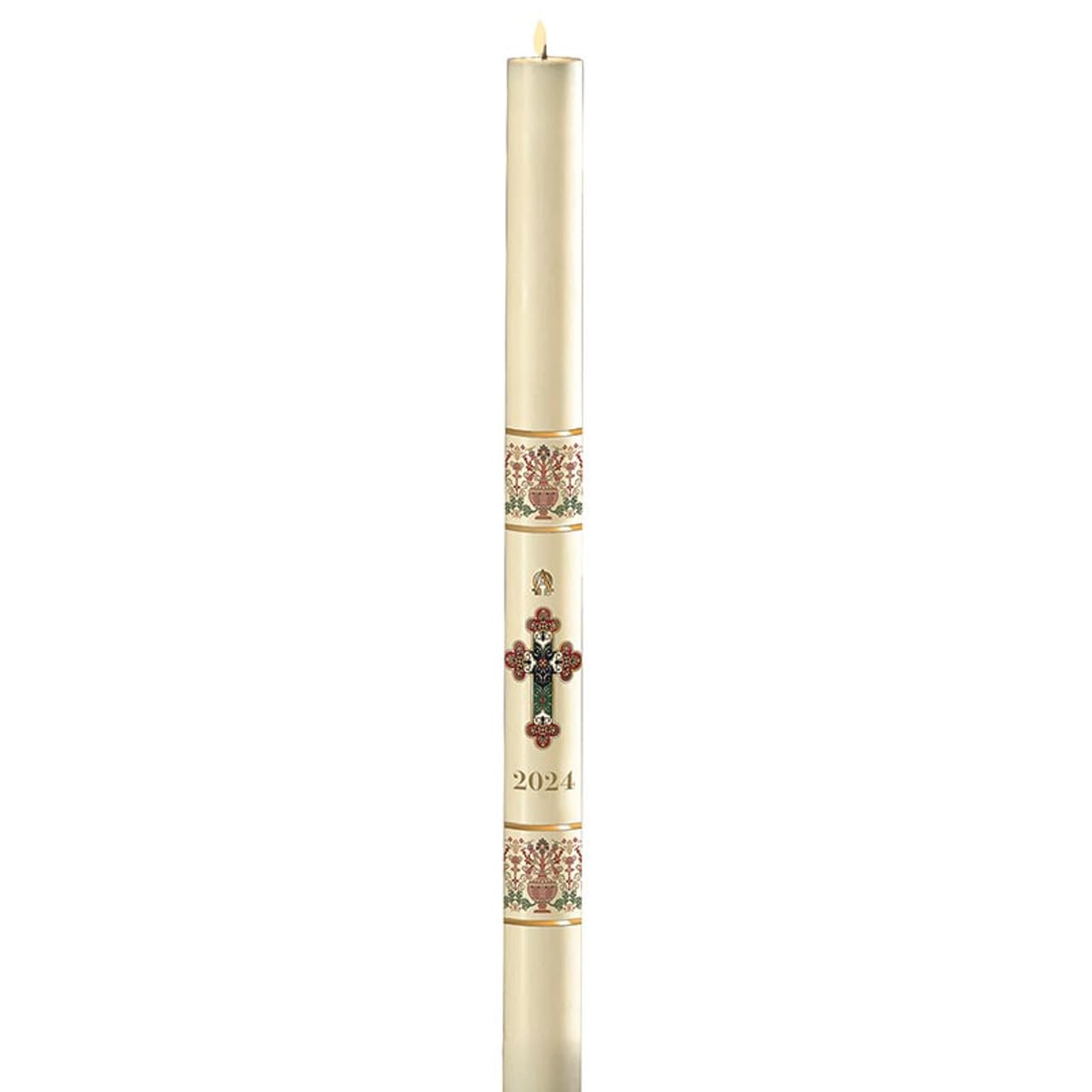 Handcrafted Coronation Beeswax Paschal Candle with Nails - No.11 Special Multicolor for Church Services & Religious Ceremonies | CB Church Supply Will & Baumer