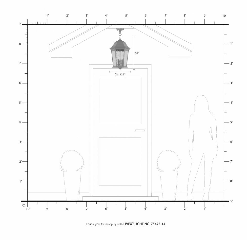 Livex Lighting 75475-14 Textured Black Outdoor Semi-Flush Mount Ceiling Light with Clear Water Glass - Weatherproof Fixture for Porch, Patio & Covered Entryway