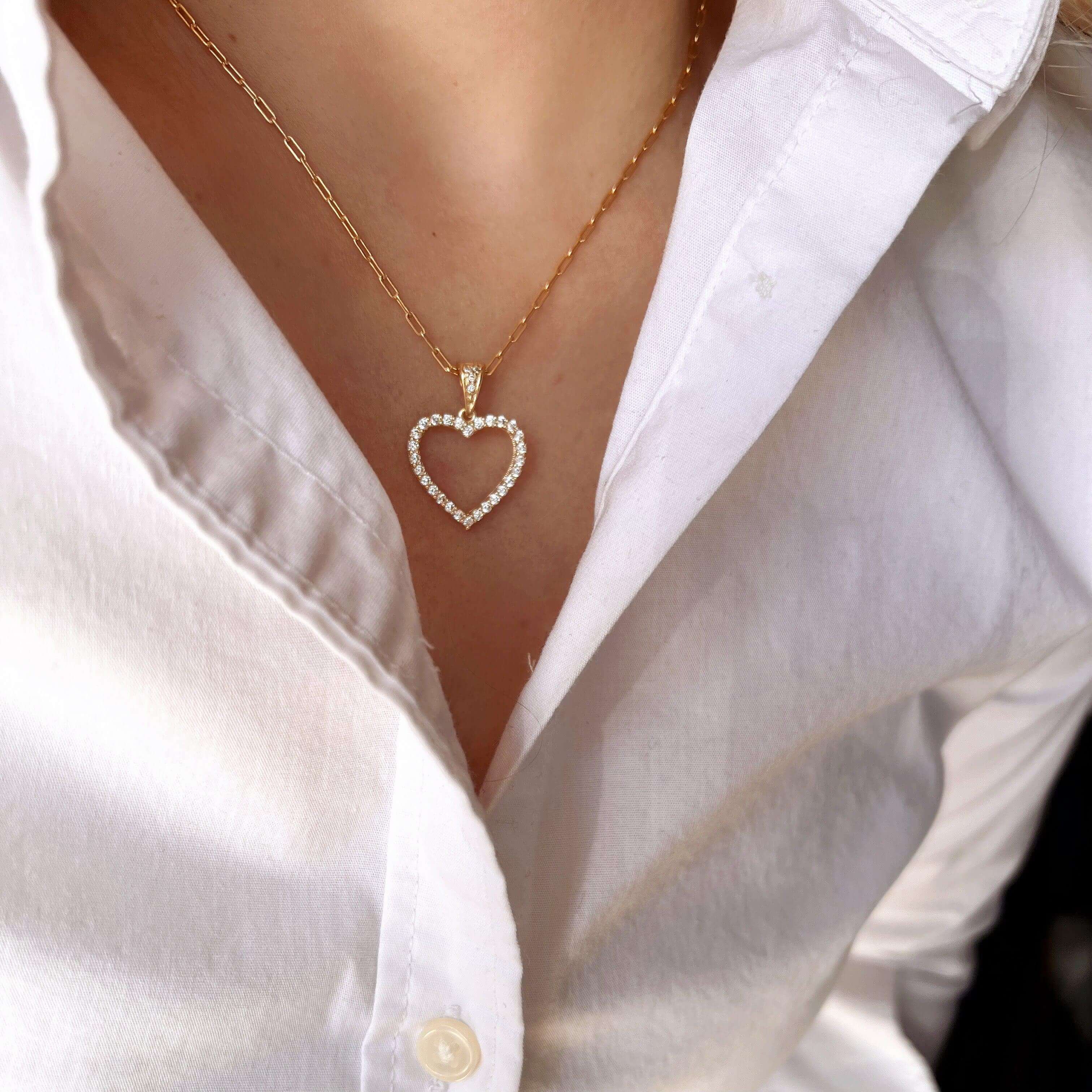 18K Gold Filled Heart Necklace with Genuine Stones - Elegant Jewelry Gift for Women, Perfect for Valentine's Day, Anniversary & Romantic Occasions