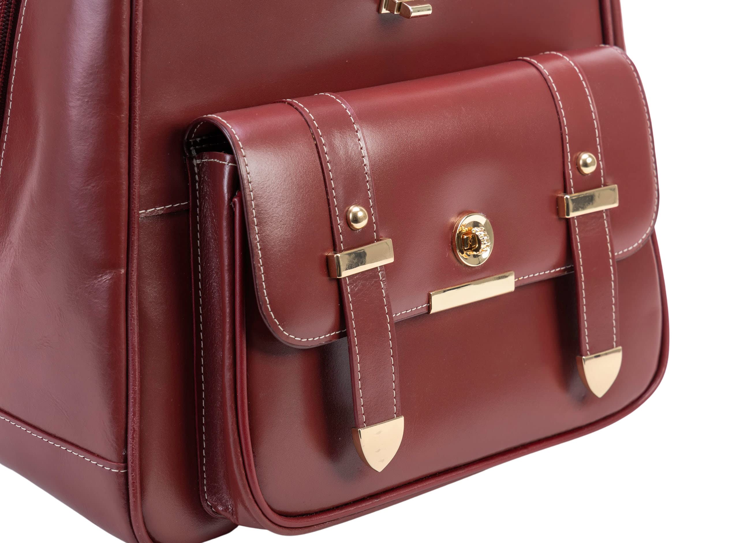 Professional Women's Leather Laptop Backpack for Business & Travel - Slim Tablet Compartment, Durable Small Work Bag (Red) - Perfect for Office Commute, Business Trips & College Use