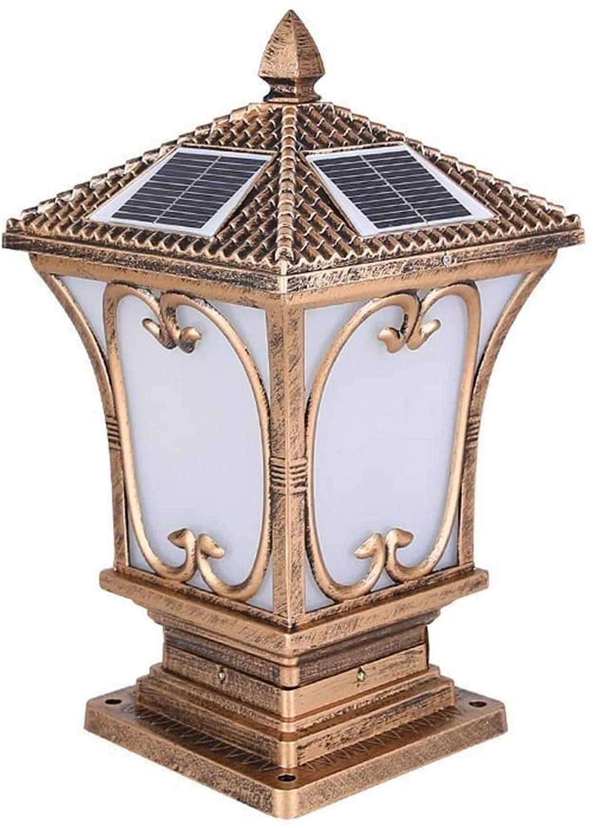3W LED Solar Bollard Light - Waterproof IP54 Outdoor Pillar Lamp with Die-Cast Glass Shade, 3-Color Changing - Perfect for Garden, Lawn, Pathway, Porch, Balcony & Backyard Lighting
