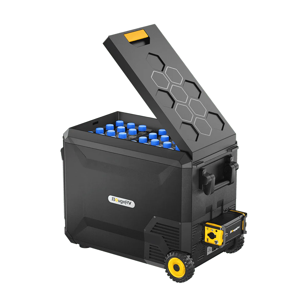 BougeRV ASPEN 40 PRO 12V Portable Refrigerator with IceDrive™ Technology - 40 Quart Car Fridge, 220Wh Built-in Battery for Camping, Road Trips & Outdoor Adventures